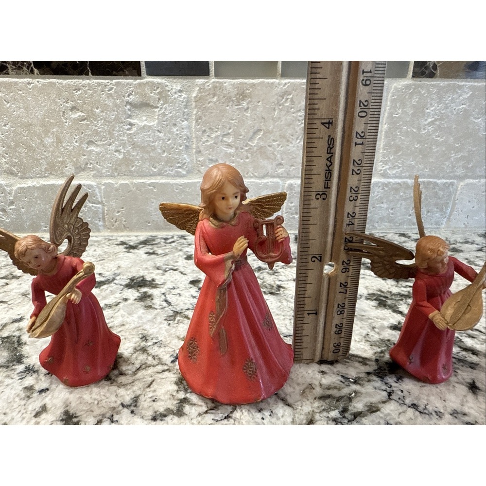 Set of 3 Vintage Celluloid Angels Instruments Red Hong Kong - Picture 16 of 16